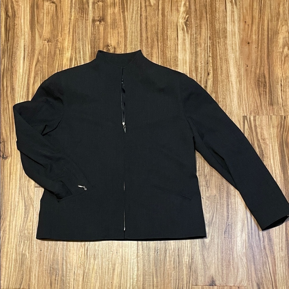 Ralph Lauren women’s 12 large coat jacket charcoal heather wool pockets zip up